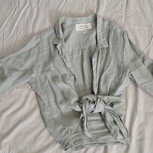 Cloth & Stone Light Gray Tie-Front Blouse